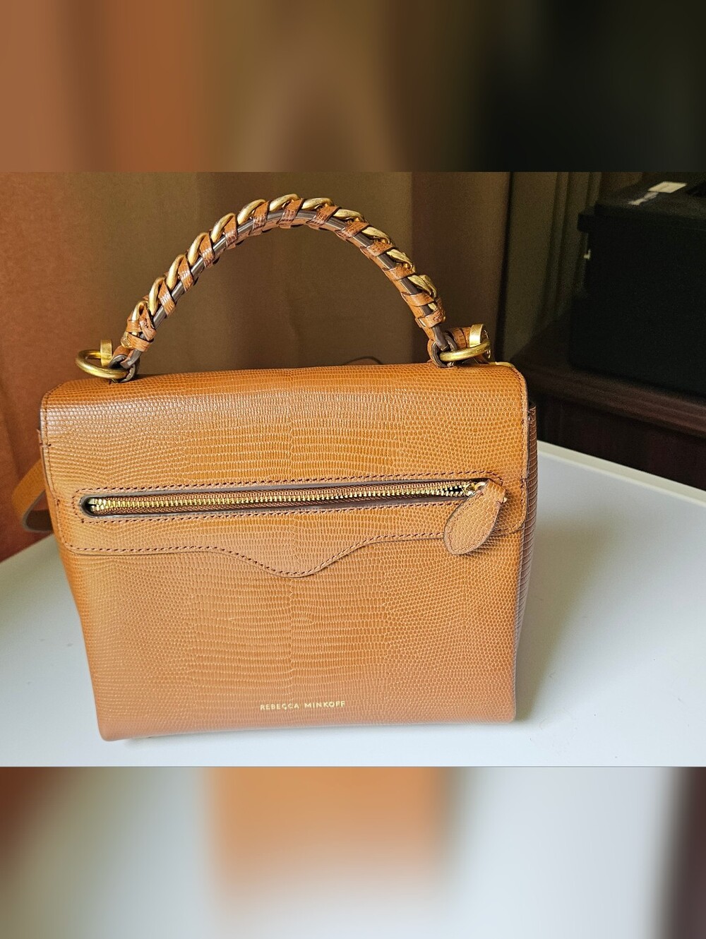 Rebecca Minkoff Lizard-Embossed Leather Chain Satchel - Picture 4 of 14